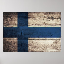 Bandeira de madeira velha de Finlandia Pôsteres