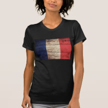 Bandeira de madeira velha de France T-shirts