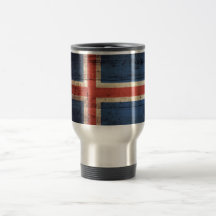 Bandeira de madeira velha de Islândia Caneca