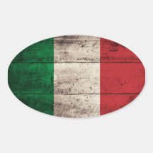 Bandeira de madeira velha de Italia Adesivos Em Formato Ovais