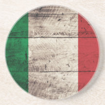 Bandeira de madeira velha de Italia Porta Copos