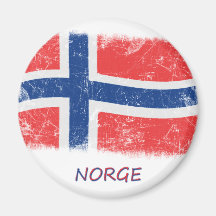 Bandeira de Noruega do Grunge Imãs De Geladeira