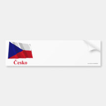 Bandeira de ondulação da república checa com nome  adesivo