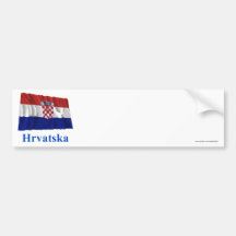 Bandeira de ondulação de Croatia com nome no croat Adesivos