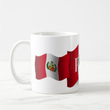 Bandeira de ondulação de Peru Caneca