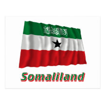 Bandeira de ondulação de Somaliland com nome Cartao Postal