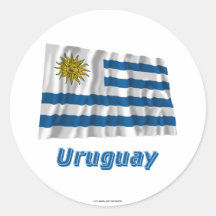 Bandeira de ondulação de Uruguai com nome Adesivo