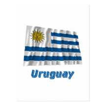 Bandeira de ondulação de Uruguai com nome Cartões Postais