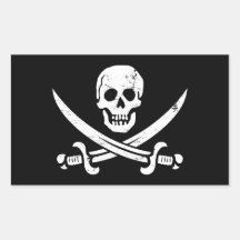 Bandeira de pirata Roger alegre de John Rackham (c Adesivo Retângular