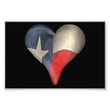 Bandeira do estado de Texas em um coração Artes De Fotos