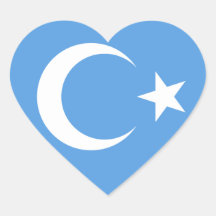 Bandeira do leste de Turkestan Uyghur Adesivo Em Forma De Coração