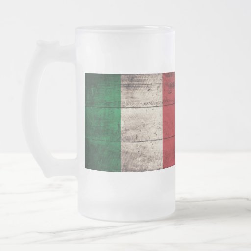 Bandeira italiana de madeira velha; caneca