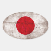 Bandeira japonesa adesivos em formato oval