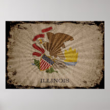 Bandeira legal de Illinois do Grunge Impressão