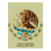 BANDEIRA MEXICANA - ESTILO DE MÉXICO - BRASÃO CARTAO POSTAL