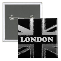 Bandeira moderna preta e de prata de Londres Union Pins