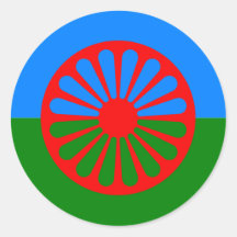 Bandeira oficial do cigano do Romani Adesivos Em Formato Redondos