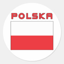Bandeira polonesa com Polska Adesivo Redondo
