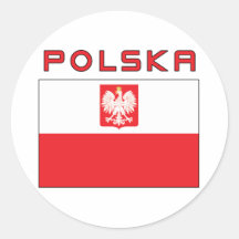 Bandeira polonesa do falcão com Polska Adesivos Redondos