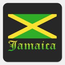 Bandeira, preto, verde e amarelo de Jamaica Adesivo Em Forma Quadrada