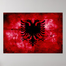 Bandeira resistida de Albânia Pôsteres