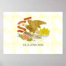 Bandeira retro de Illinois do vintage Pôsteres