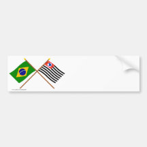 Bandeiras cruzadas de Brasil e de São Paulo Adesivo