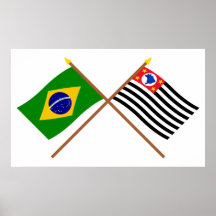 Bandeiras cruzadas de Brasil e de São Paulo Impressão