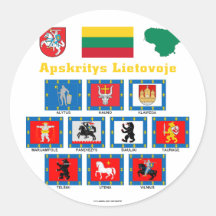 Bandeiras do condado de Lithuania Adesivo Redondo