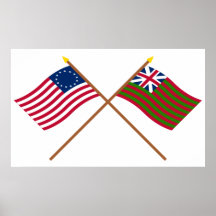 Bandeiras navais de Betsy Ross cruzado e da união  Posters