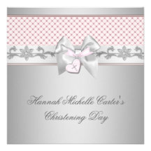 Baptismo cor-de-rosa Chirstening das meninas cor-d Convite Personalizados