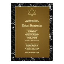 Bar de mármore preto Mitzvah da estrela de David Convites