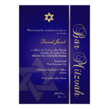 Bar Mitzvah/azul marinho/ouro Convite Personalizado