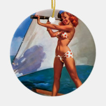 Barco de vela de Gil Elvgren do vintage que navega Enfeites De Natal