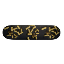 Bares de ouro no volume em um fundo preto skates personalizados
