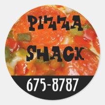 Barraca da pizza adesivo em formato redondo