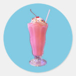 Batido da morango adesivo redondo