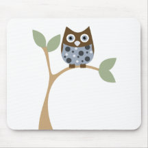 Bebê azul da coruja mouse pad