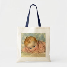 Bebé bonito das crianças do vintage no rosa na cob bolsas de lona