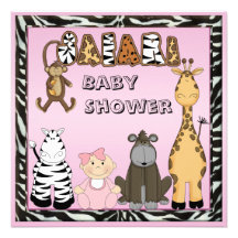 Bebé & chá de fraldas dos animais do safari convite