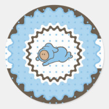 Bebê Etiqueta-azul, marrom-MED de Cutietoots. tom  Adesivo