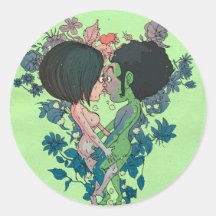 Beijo verde adesivo redondo
