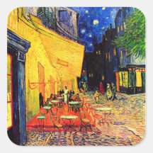 Belas artes do vintage do terraço do café de Van G Adesivo Quadrado