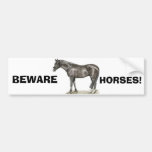 "BEWARE autocolante no vidro traseiro dos CAVALOS" Adesivo