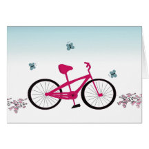 Bicicleta cor-de-rosa cartões