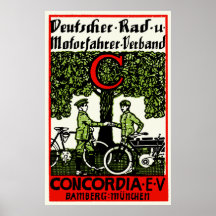 Bicicleta de 1925 alemães e clube da motocicleta posteres