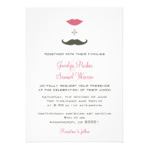 Bigode à moda e lábios que Wedding Convite Personalizados