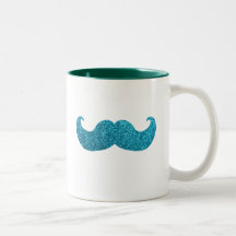 Bigode azul de Bling (gráfico do brilho do falso) Caneca