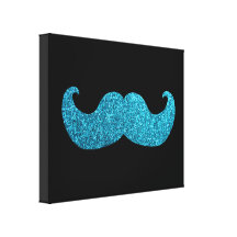 Bigode azul de Bling (gráfico do brilho do falso) Impressão De Canvas Envolvida