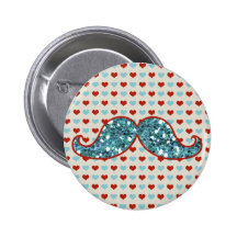 BIGODE AZUL E BRILHO VERMELHO DOS CORAÇÕES BOTON